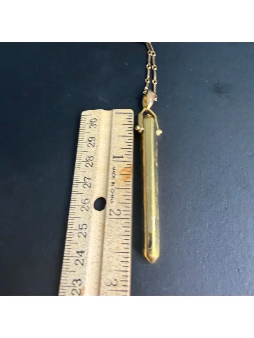 Stella & Dot Necklace Rebel Drop Bar Pendant Minimalist Gold Tone 30 inches